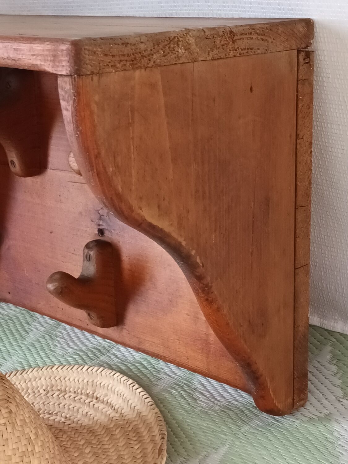 Vintage wooden wall coat rack