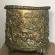 Antique Napoleon III Brass Planter with Embossed Hunting Scene Decor