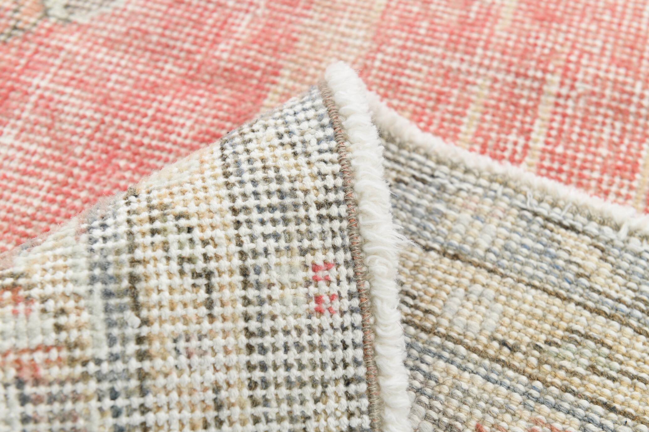 7x10 Vintage Soft Red & Beige Vintage Oushak Area Rug, 207x310 Cm