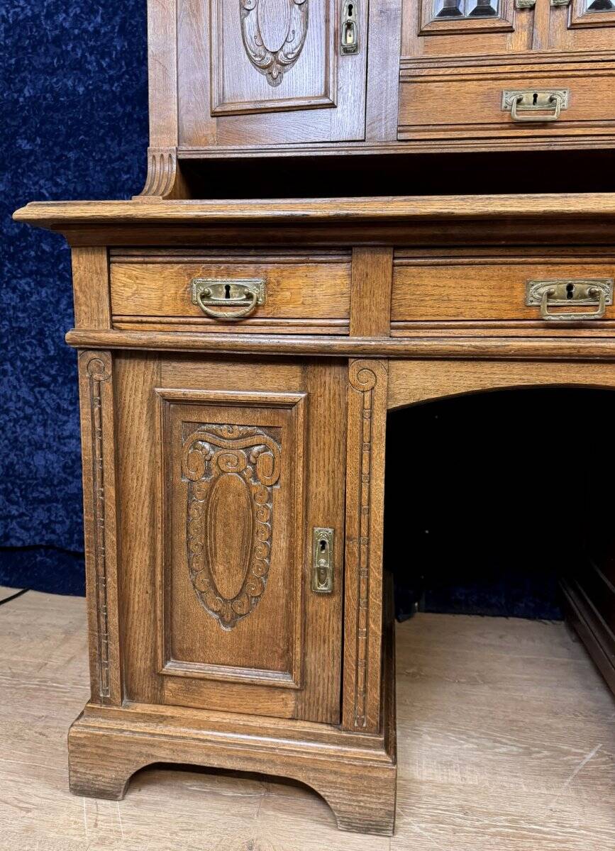 Art Nouveau period stepped desk in carved oak circa 1900