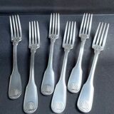 6 Christofle silver silver metal salad or dessert forks model Vendôme/Arcantia before 1983