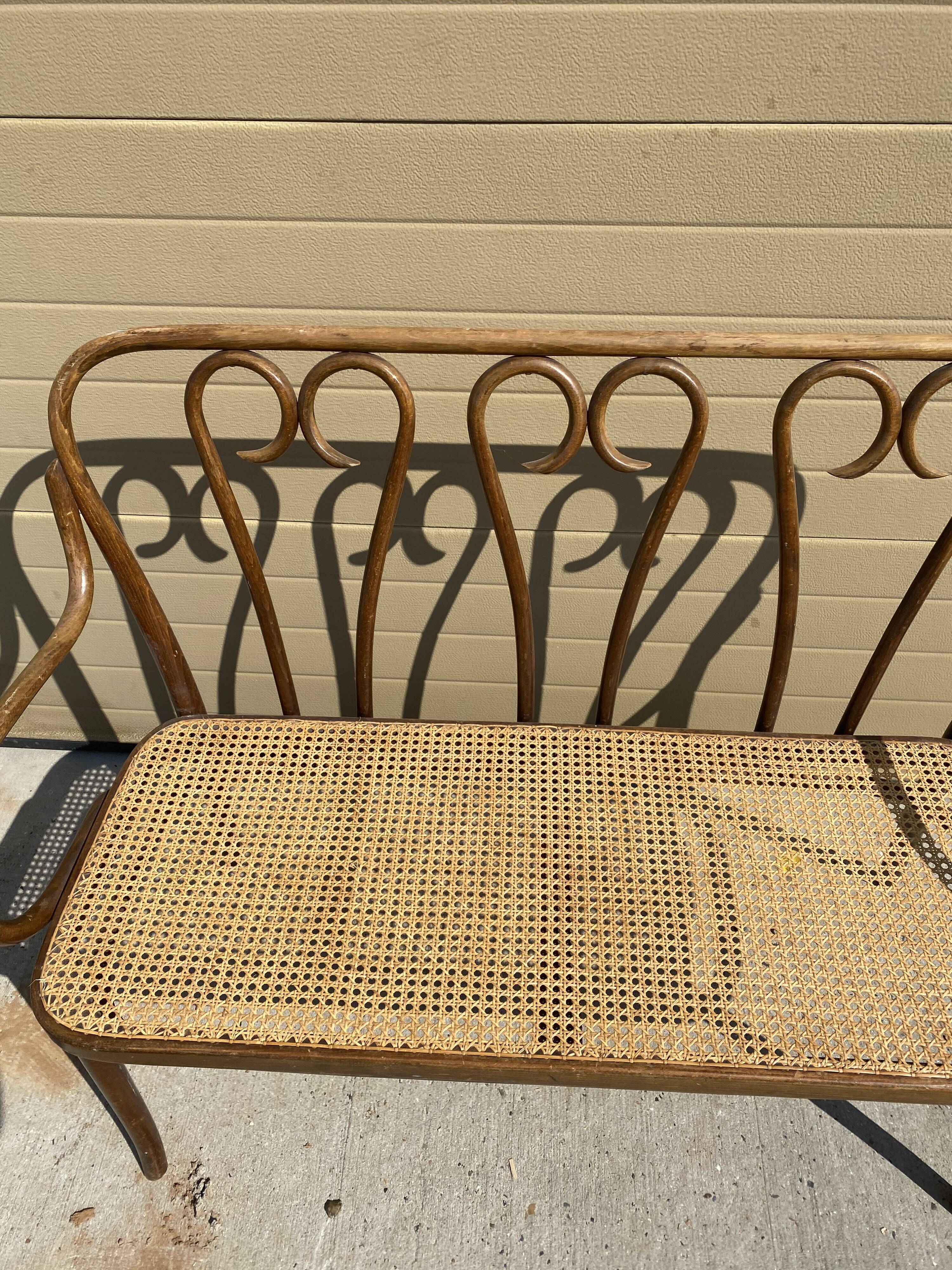 Curved wood bistro bench