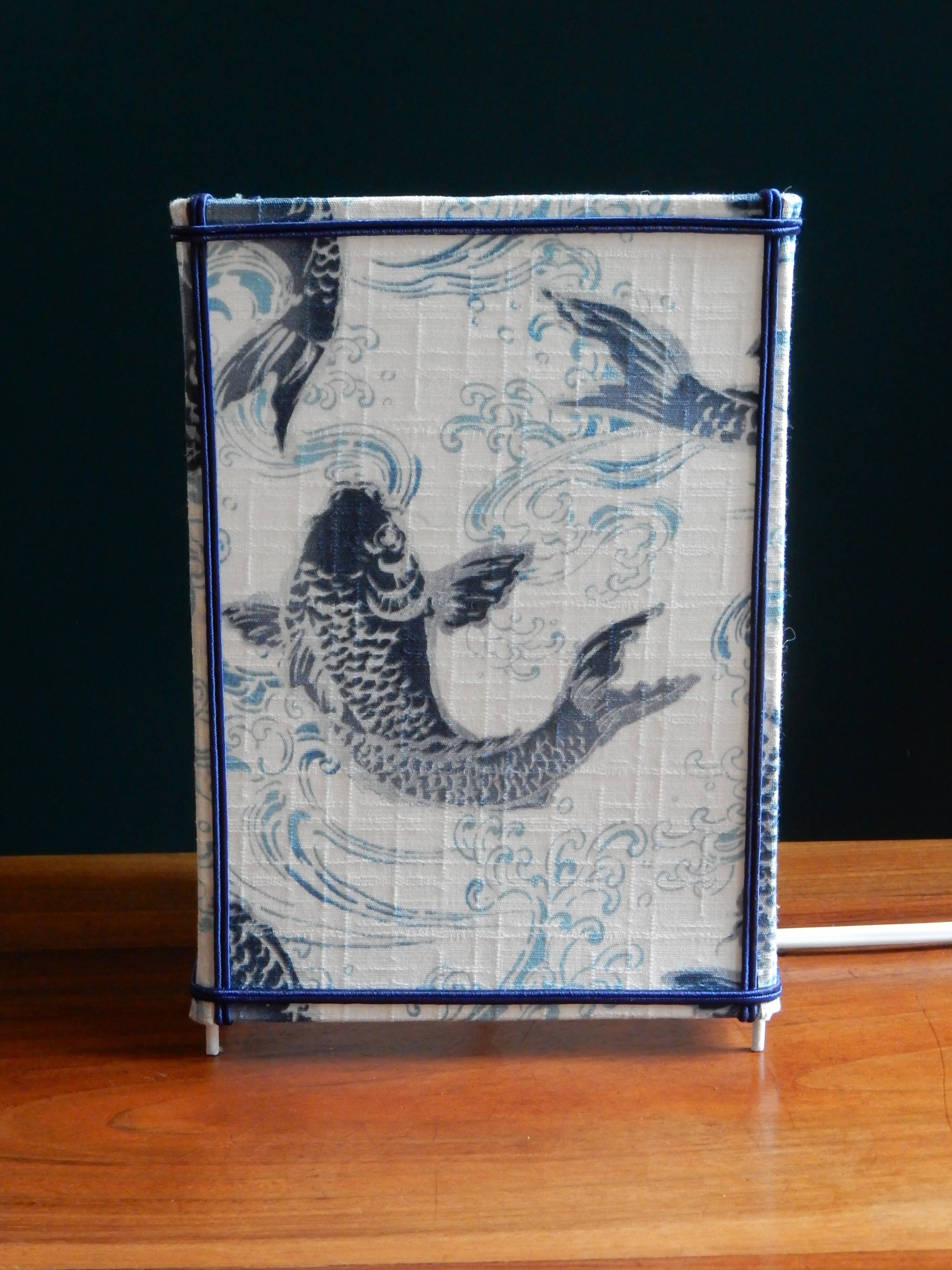Lantern lamp in vintage Japanese fabric pattern carp koi