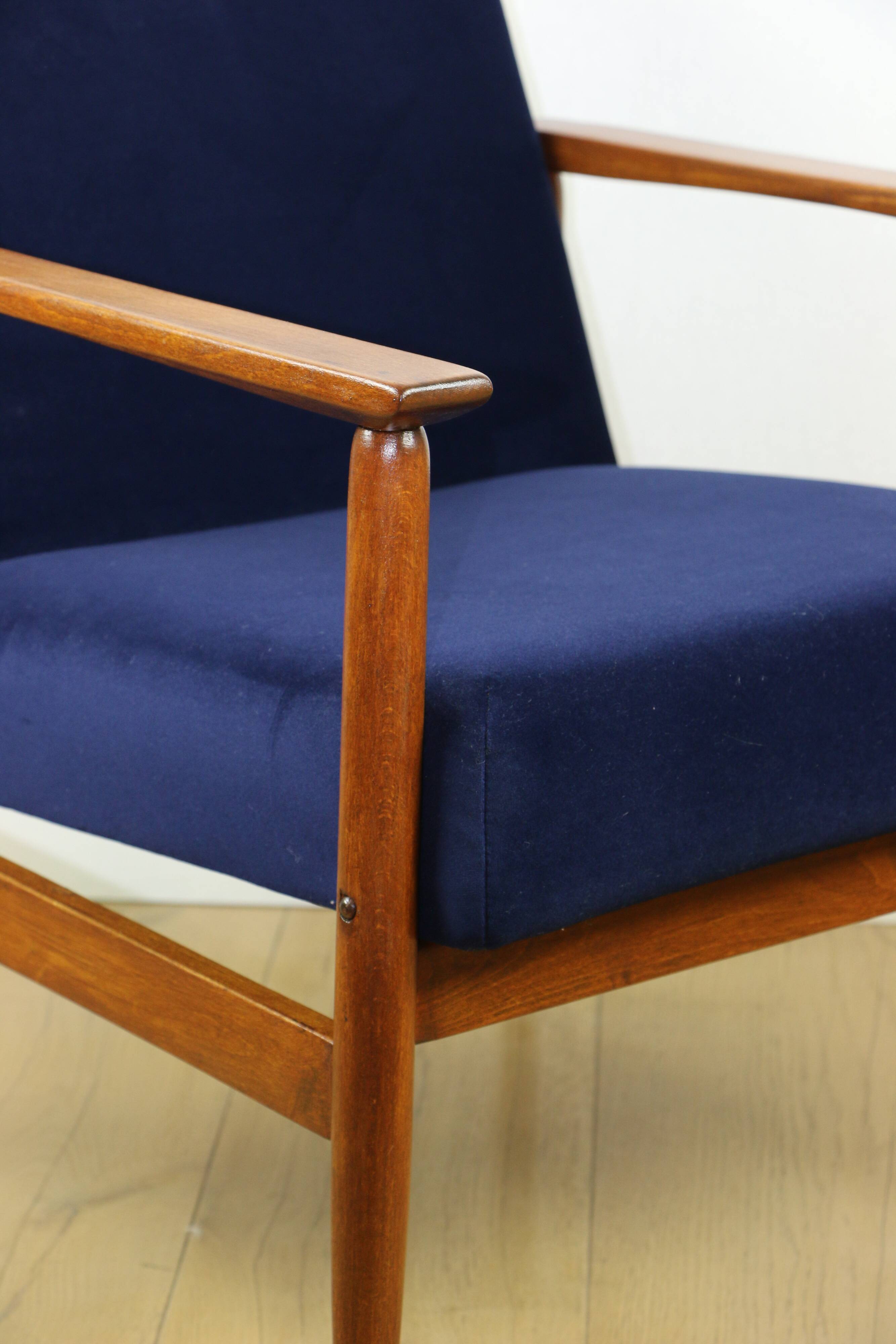 Vintage navy blue easy chair, 1970s