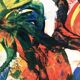 Composition abstraite orange et verte, gouache sur papier, 1989