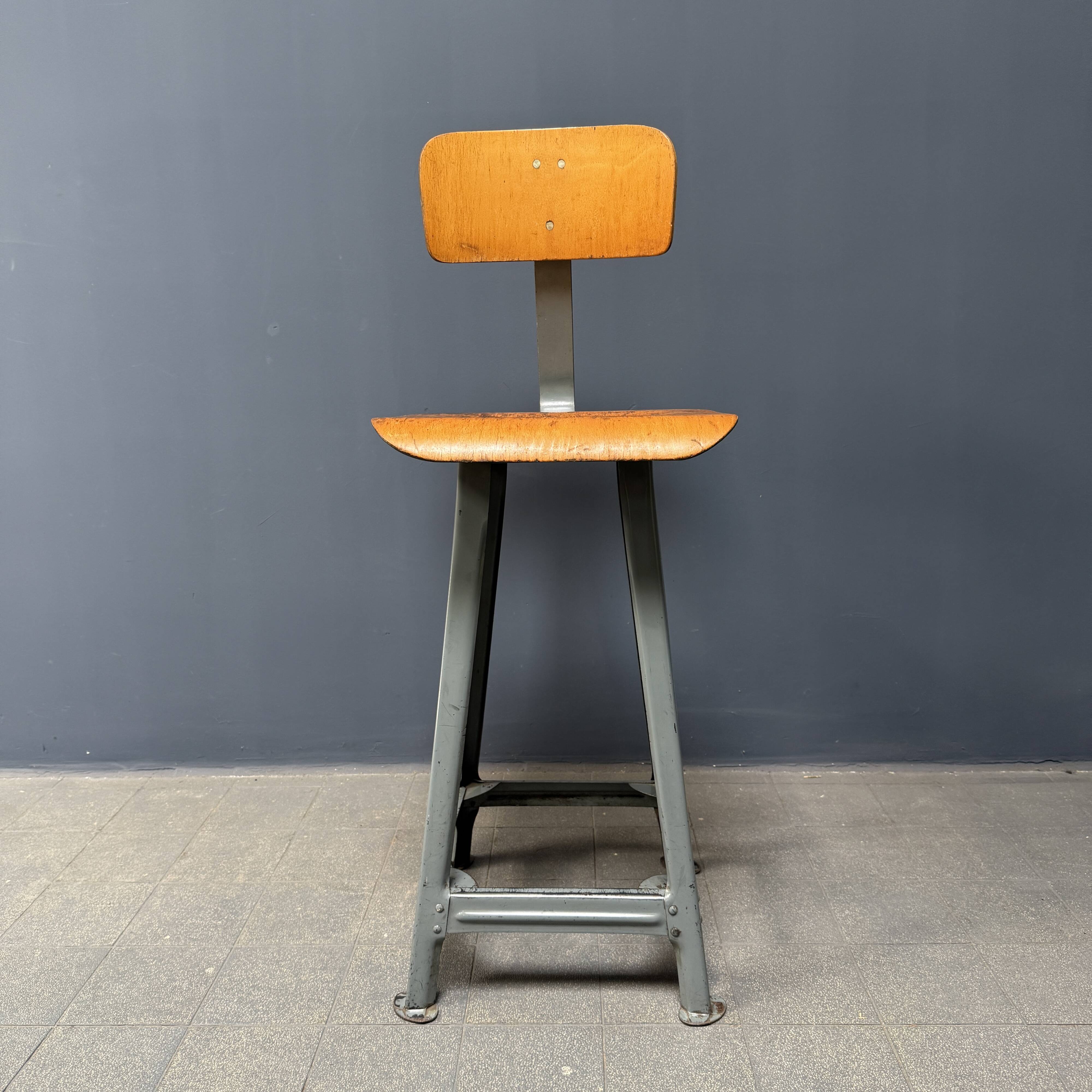 High industrial metal workshop chair