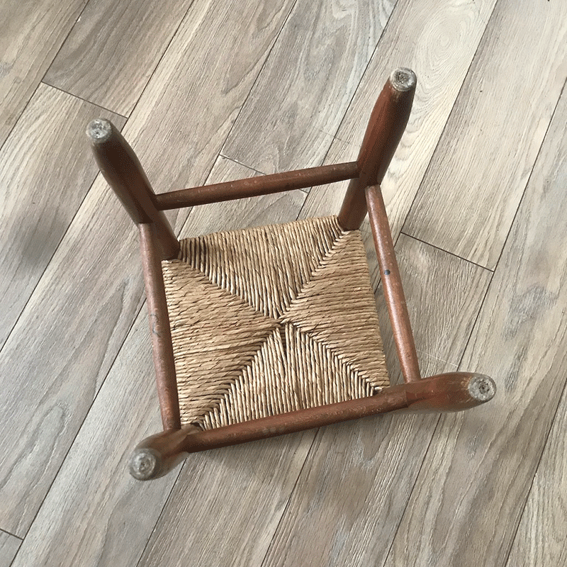 Straw and wood stool