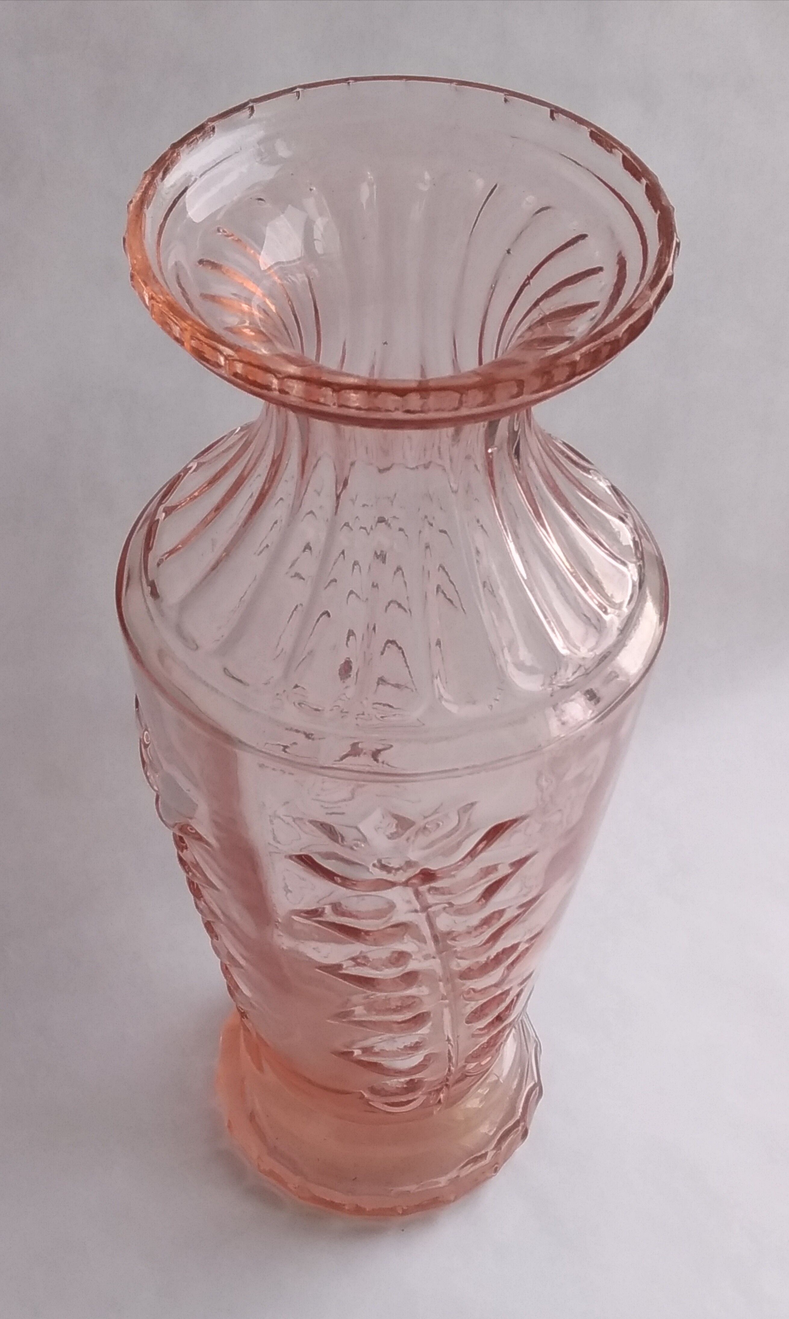 Large pink glass vase-1950 1960