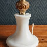 Vintage Table Lamp in White Marble and Brass