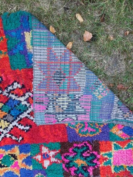 Ancient boucharouite carpet 208 x 108