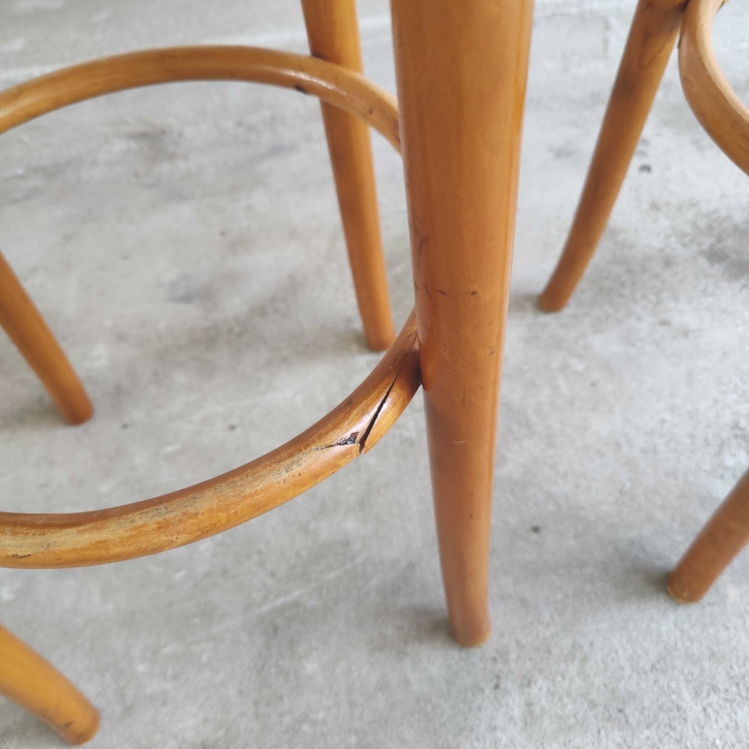 Three bistro stool wood and cannage