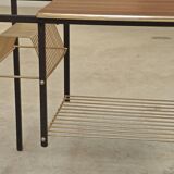 Vintage vinyl serving trolley in wood and gold metal