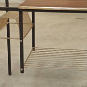 Vintage vinyl serving trolley in wood and gold metal