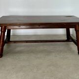 Old brutalist farm table designed by George Robert in pine from the 70s