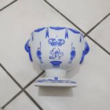 White and blue earthenware candy box