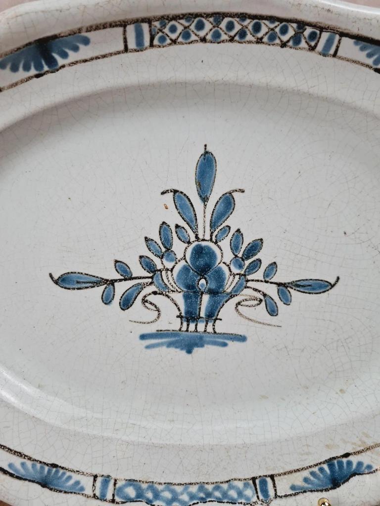 Large antique blue earthenware dish