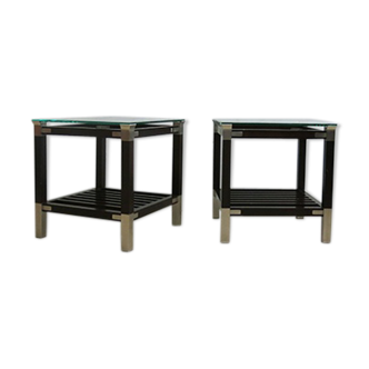 Side tables with glass top by Pierre Vandel