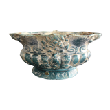 Planter blue enamelled cast late XIX early XX