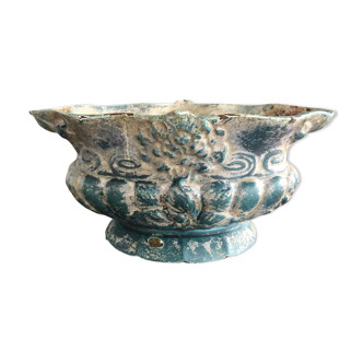 Planter blue enamelled cast late XIX early XX
