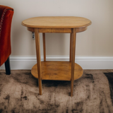 Oval side table with double top in wood - Art Deco style 1940s