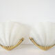 Pair of glass and gold metal shell sconces
