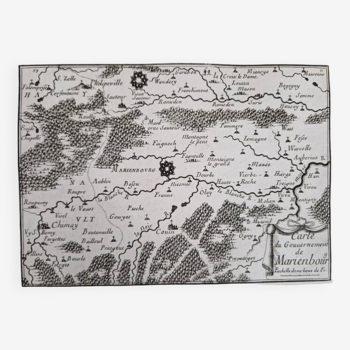 17th century copper engraving "Map of the government of Marienburg (Malbork, Poland)"