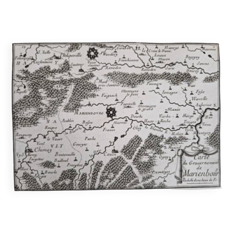 17th century copper engraving "Map of the government of Marienburg (Malbork, Poland)"