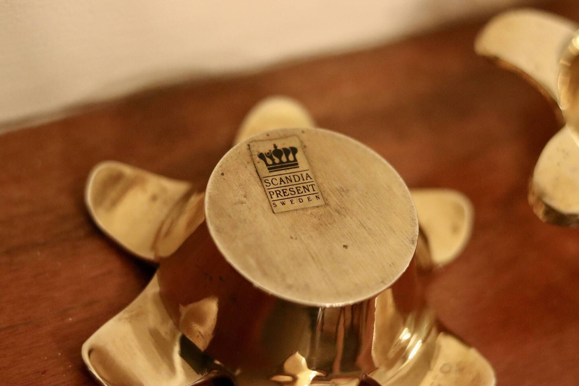 Trio of Mid-Century Swedish Brass Candle Holders by Scandia