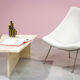 Architectural coffee table from the 70s in modernist travertine