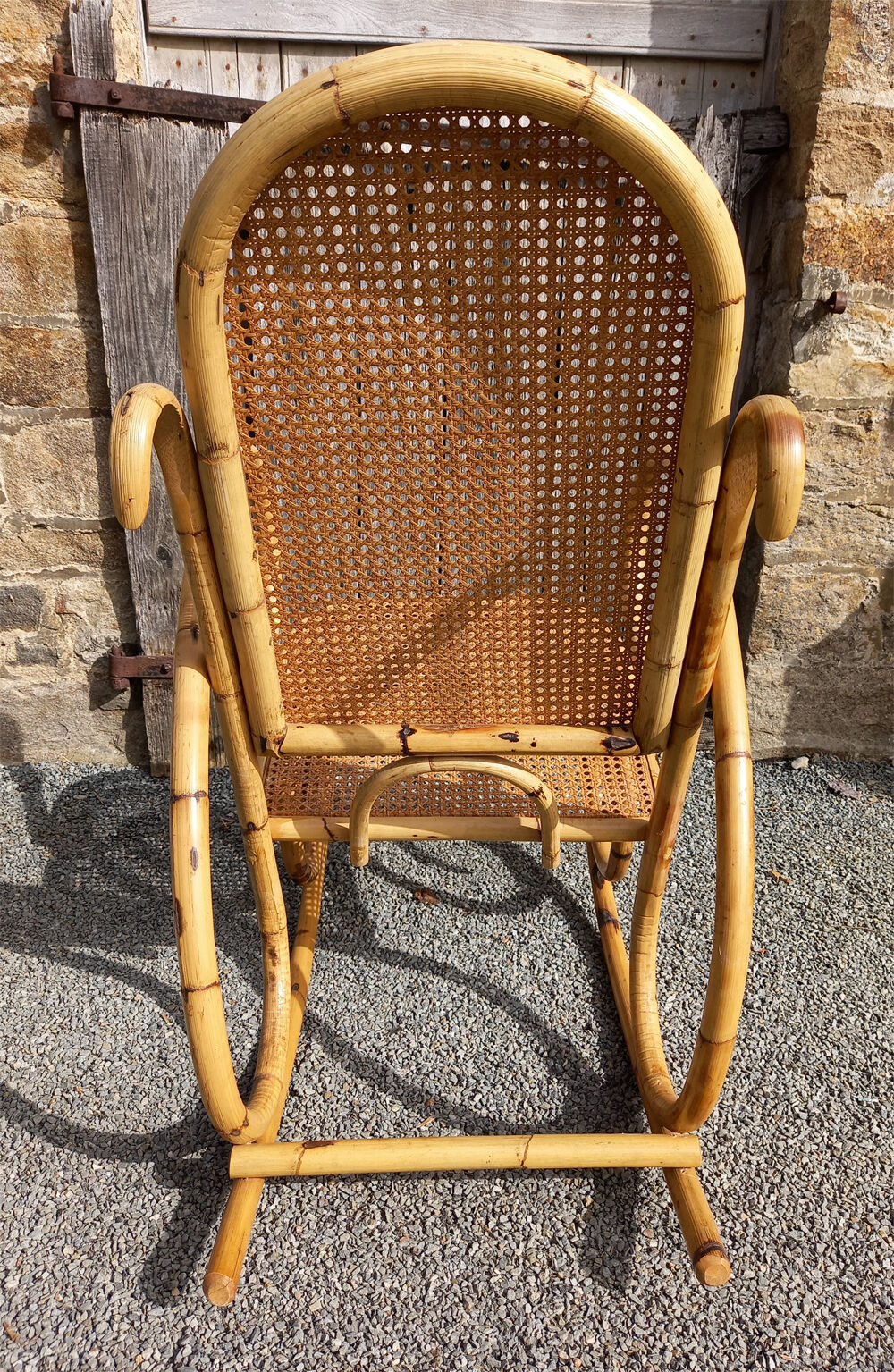 Bamboo, canborn, vintage rocking chair