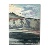 Ancient oil painting on French cardboard depicting landscapes - Recto-verso