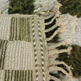 Beni Ouarain rug in Khaki Green and Cream Checkerboard, Handmade, 250x150cm
