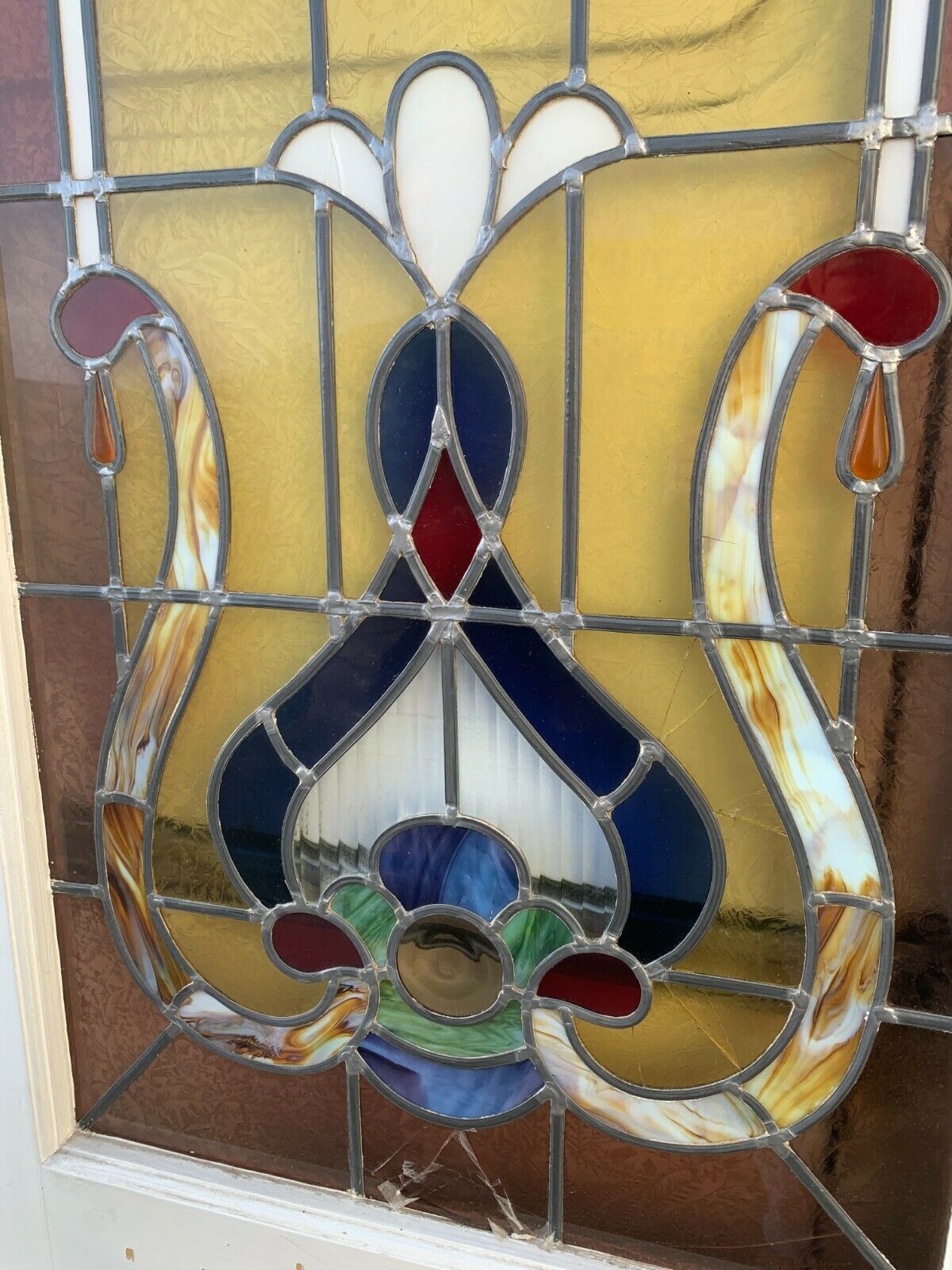 Double doors of passage in stained glass Art Deco XX century