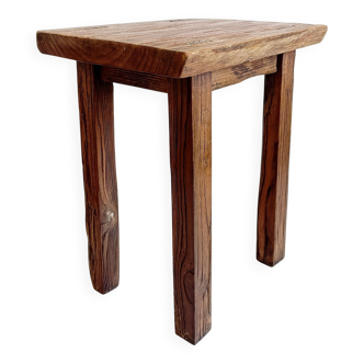 Spanish Baroque Oak Side Table or Stool, Wabi-Sabi Style, 18th C.