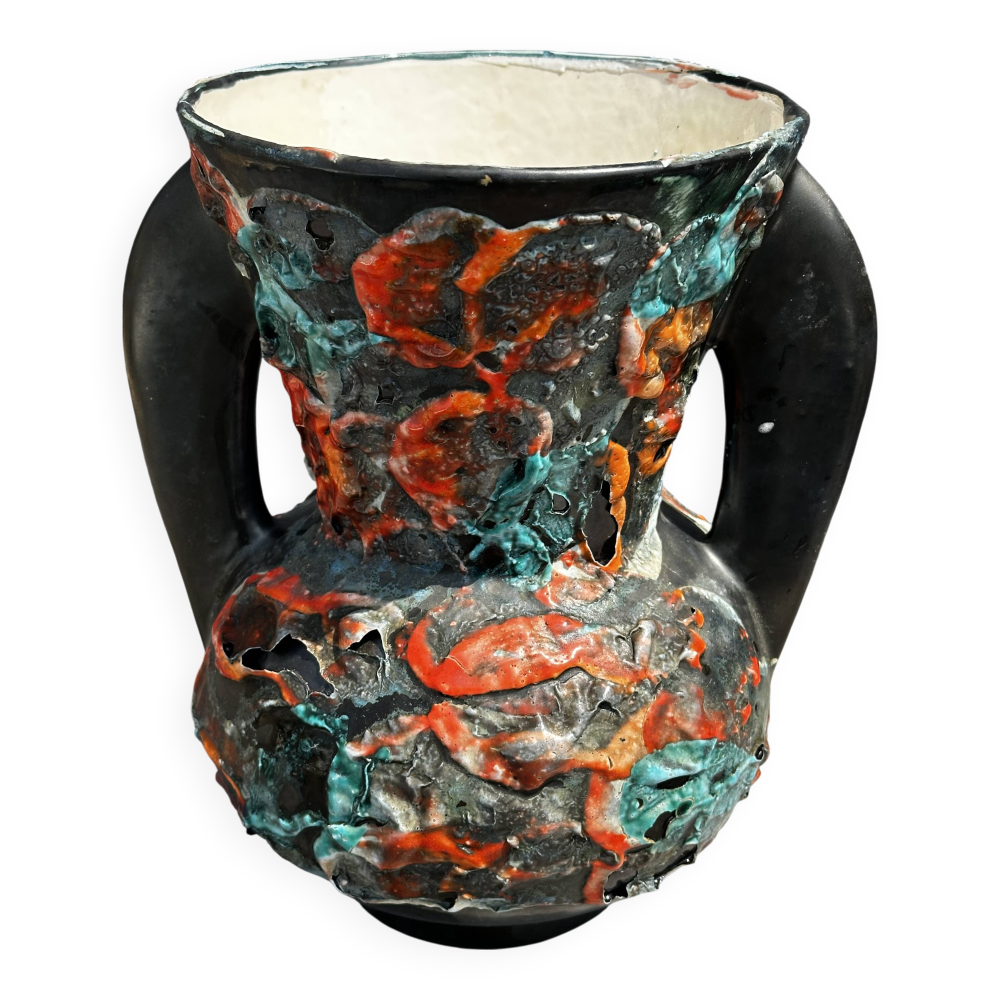 Rocaille amphora vase, Fat Lava