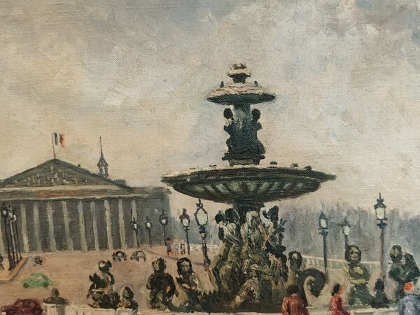 Adrien Raphaël Noulin huile sur toile Naïf/Paris,  la Concorde.