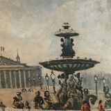 Adrien Raphaël Noulin huile sur toile Naïf/Paris,  la Concorde.