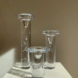 Set of three "Cool" glass candlesticks by Kosta Boda, Sweden, 1999