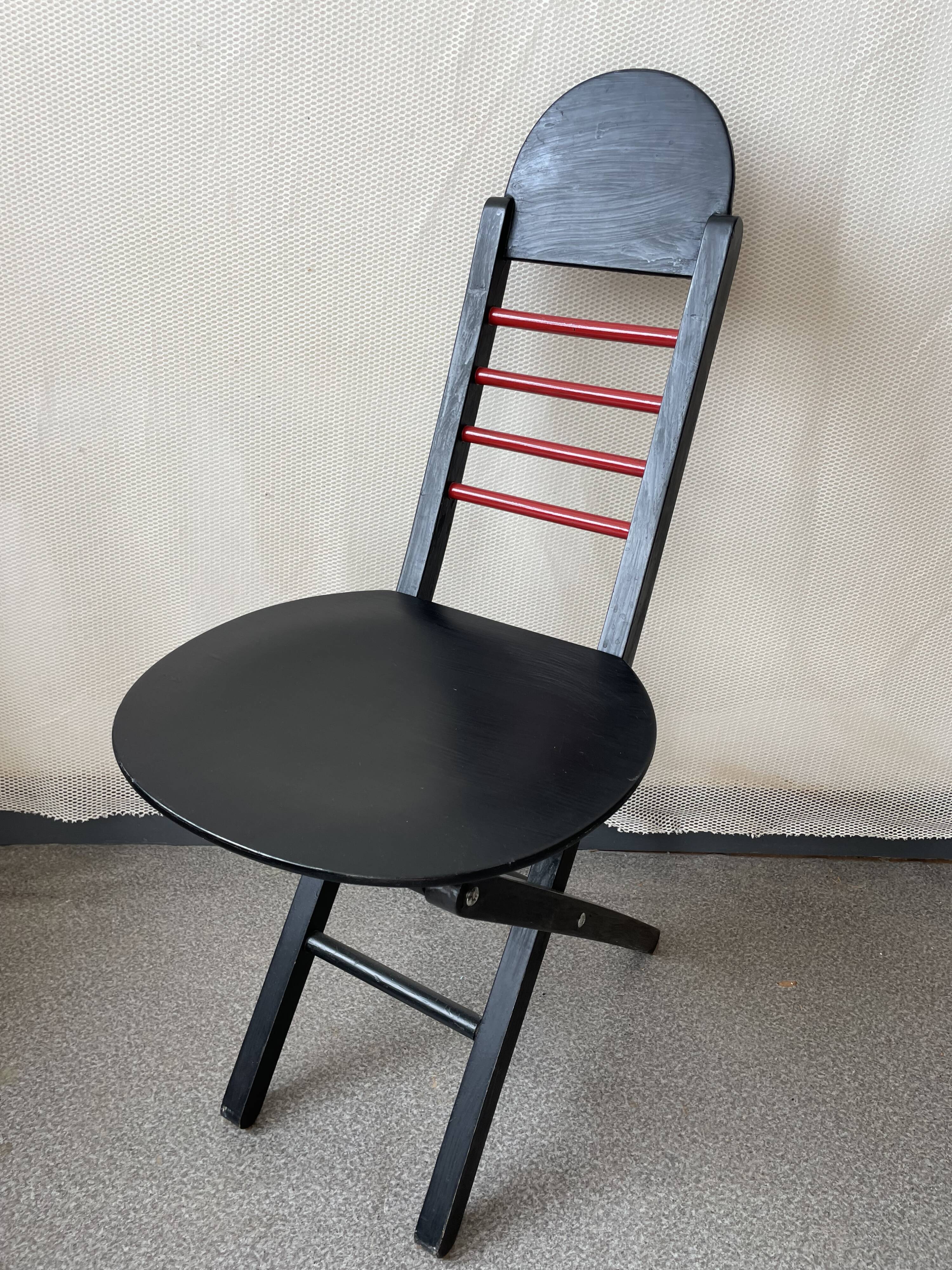 Folding chair 80s red and black