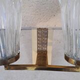 Pair of vintage wall lights from the 50s and 60s in brass glass