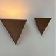Pair of vintage geometric wall lights, patinated copper, France 1960