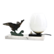 Art Deco lamp decorated with a flying duck, marble base, 1930s.