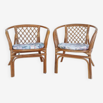 Lot de 2 fauteuils en rotin