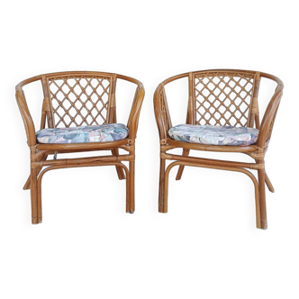 Set of 2 rattan armchairs