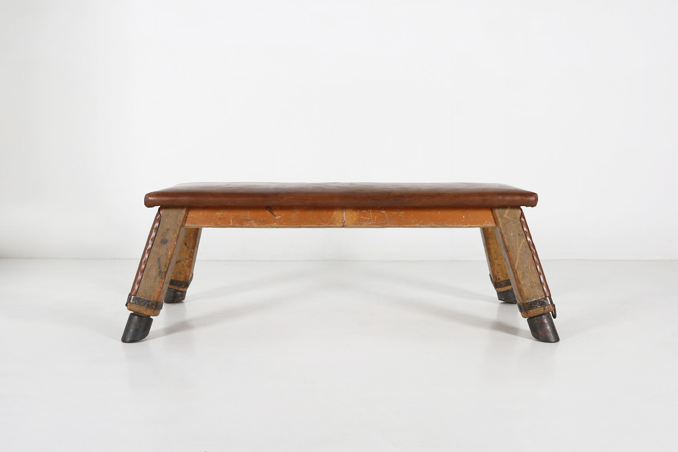 Industrial leather bench ca.1920