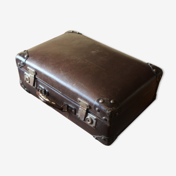 Vintage brown suitcase vulcanized fiber