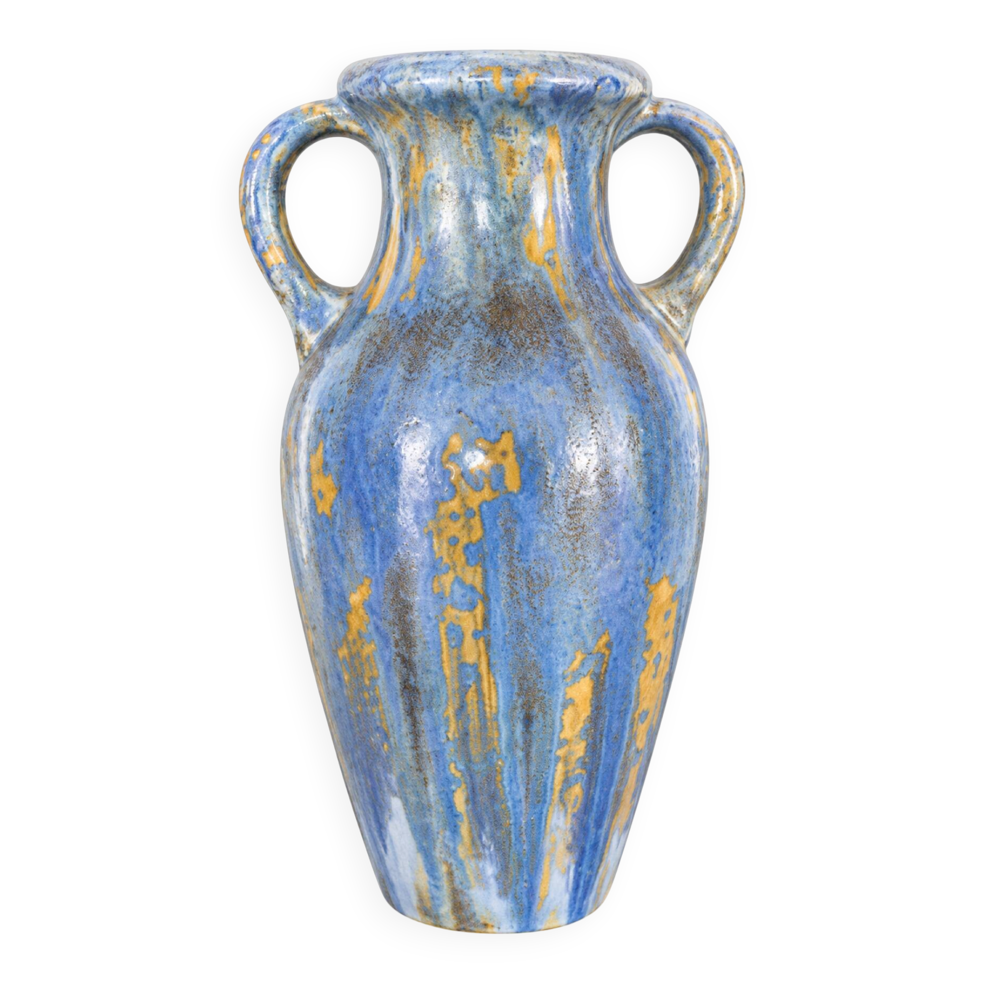 Rare French Art Deco vase in glazed stoneware from Pierrefonds, with glaze.