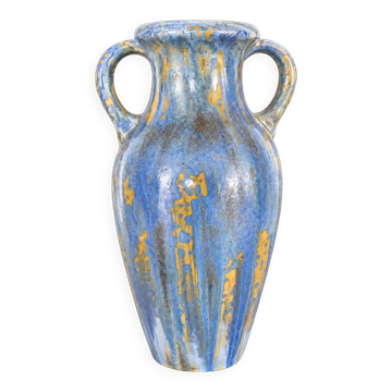 Rare vase Art déco français en grès émaillé de Pierrefonds, à glaçure