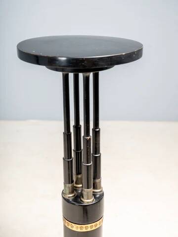 Black lacquered pedestal with brass details, 20th century