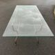 Rectangular table translucent glass top metal base vintage 1980